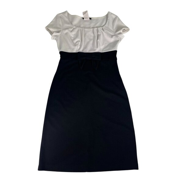 B. Smart Colorblock Sheath Dress Women 8 Black White Stretch Empire Waist Casual - Picture 1 of 5